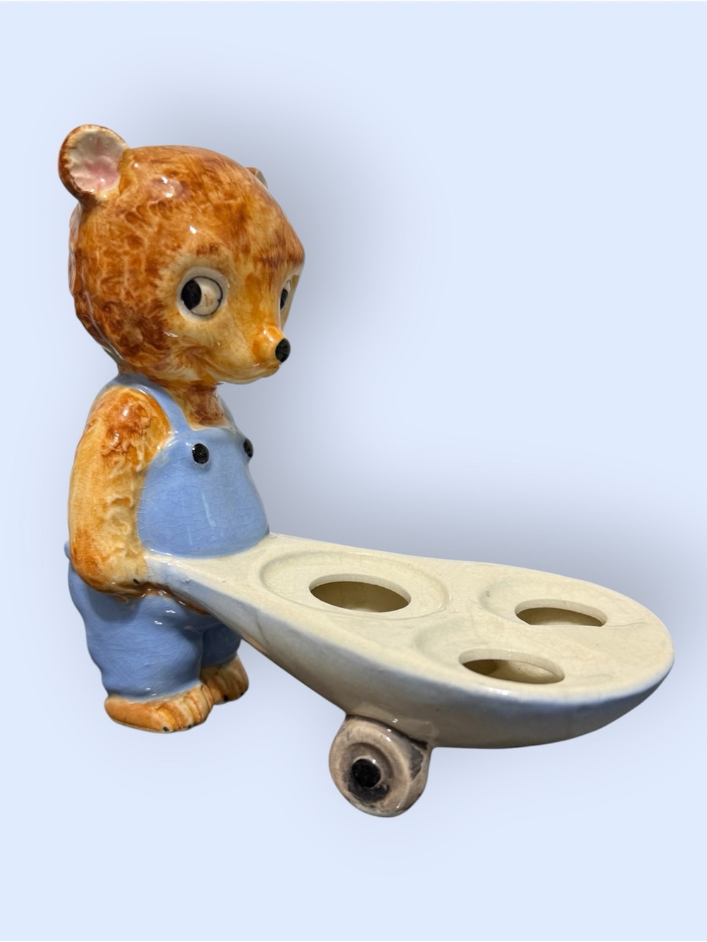 Vintage PAL-MAR 50s Japan Ceramic Bear Figurine Mid Century Kitsch Holder Caddy